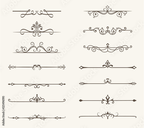 Vector set of decorative elements, border and page rules frame