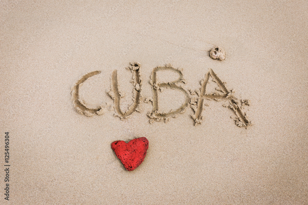 Cuba love sculpted in the sand