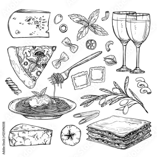Hand drawn vector illustration - Italian food