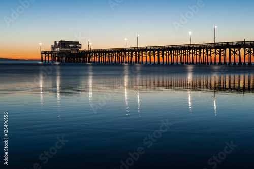 Newport beach pier silhouette sunset