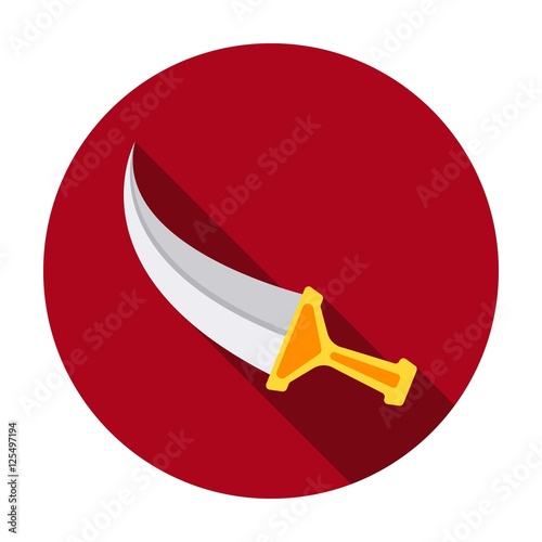 Khanjar icon in flat style isolated on white background. Arab Emirates symbol stock vector illustration.
