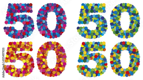 Ziffern, Zahlen aus Konfetti
