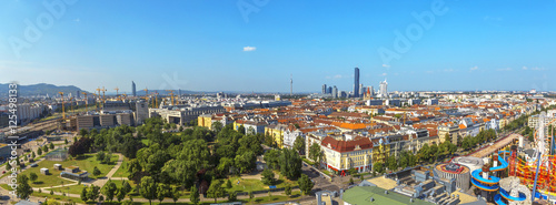 Panoramic View on Vienna  from the top  the Ferris Wheel in sunny day.