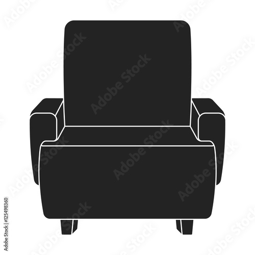 Cinema armchair icon in black style isolated on white background. Films and cinema symbol stock vector illustration.