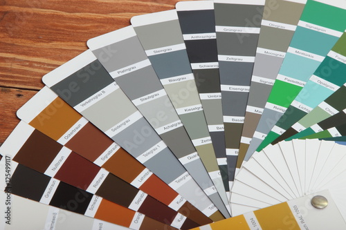 collection of ral colours on wooden background