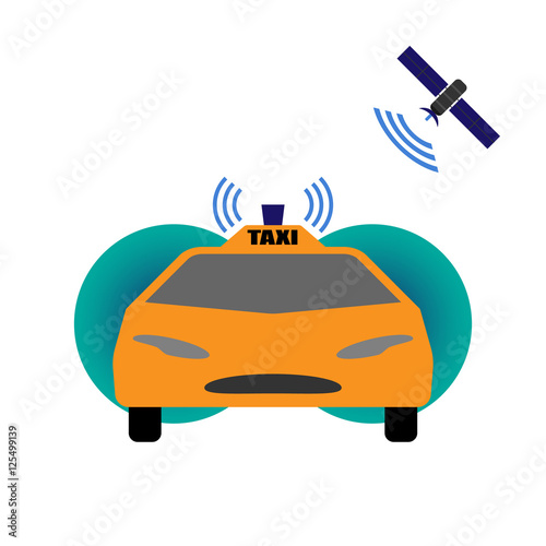 Self-driving taxi vector illustration