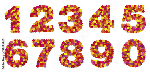 Ziffern, Zahlen aus Konfetti