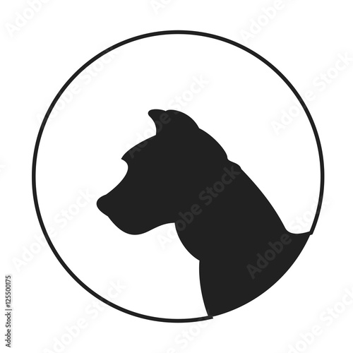 Silhouette of a dog head american pitt bull terrier