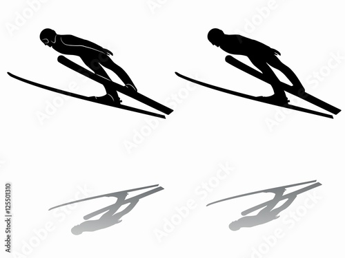  silhouette ski jumper. vector drawing