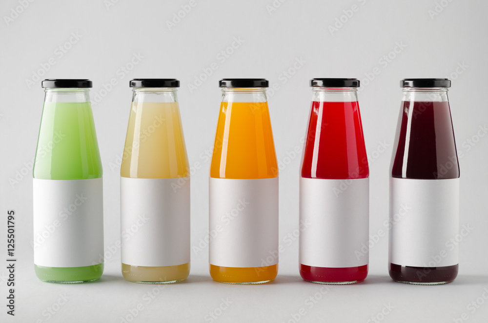 Juice Bottle Mock-Up - Multiple Bottles. Horizontal Label Juice Bottle Mock-Up - Multiple Bottles. Horizontal Label