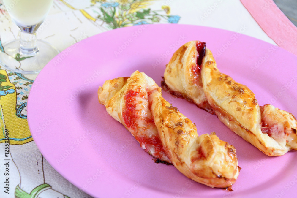 French pastry braid with homemade plum marmalade. French pastry braid with homemade plum marmalade.