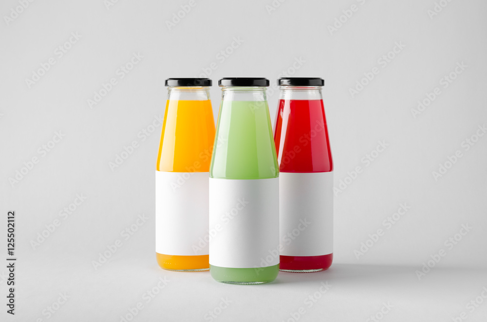 Fototapeta premium Juice Bottle Mock-Up - Three Bottles. Horizontal Label