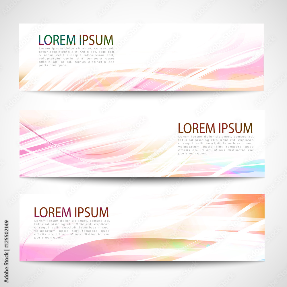 Abstract header line wave white vector design. colorful rainbow background