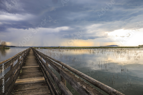 Storm coming on Lake Trasimeno in Umbria in Italy