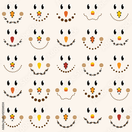 Vector Collection of Cute Scarecrow Faces