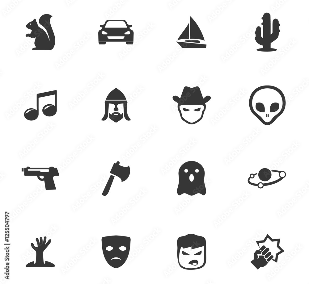 Fototapeta premium Genres of cinema icons set
