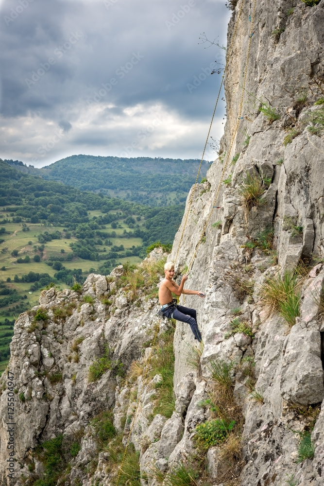 Teen boy making rock booster