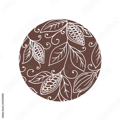 Hand drawing isolated cocoa beans.