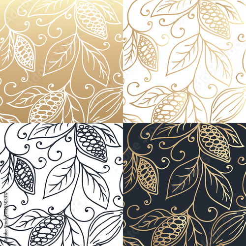 Hand drawing logo designes of cocoa beans.