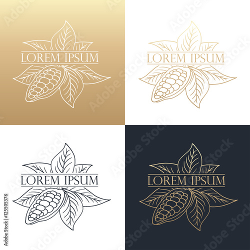 Hand drawing logo designes of cocoa beans.