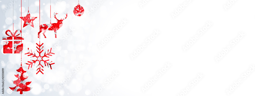 Christmas background with hanging elements - Red version