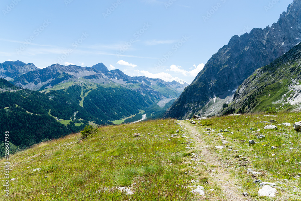 a view of ferret valley at aosta italy a view of ferret valley at aosta italy