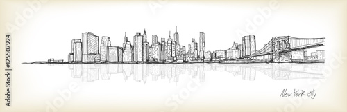 city scape sketch drawing in New York city