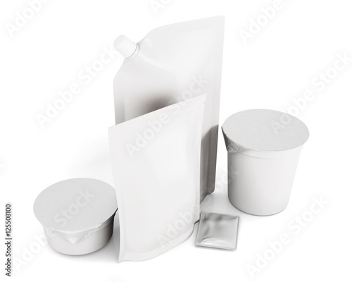 Set mock up packaging for food top view. 3d rendering