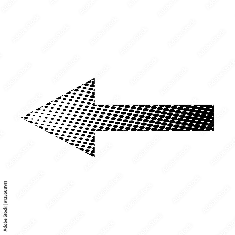 Halftone Linear Black Arrow vector icon symbol design. Illustration isolated on white background. Linear Black Dot Arrow. Vector Arrow Halftone Background.