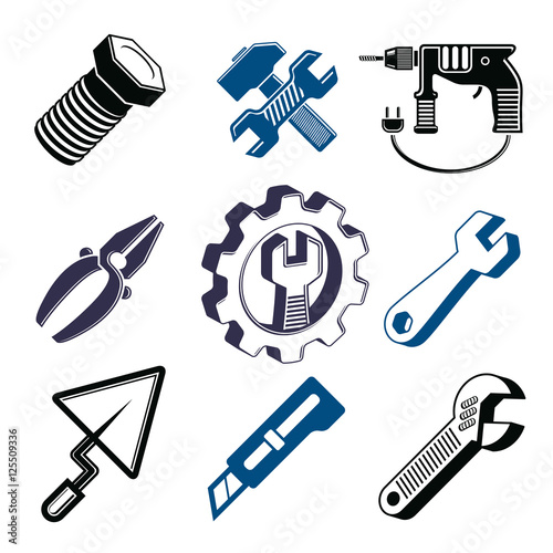 Set of 3d detailed tools, r...