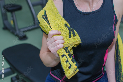 woman is training in the gym