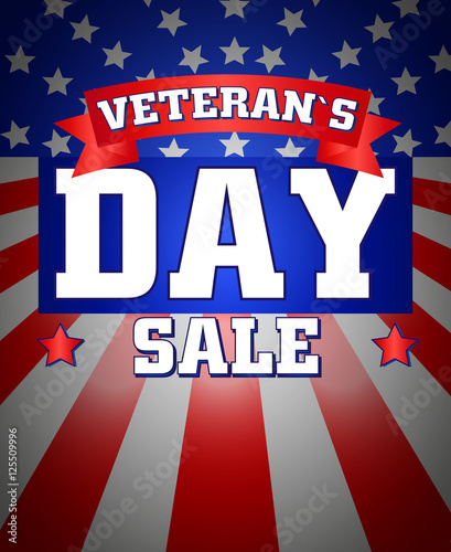 Illustration of Veterans Day, Nov. 11 flag, America, USA, sale, poster.