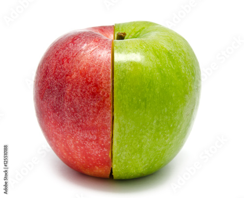 The creative apple combined from two half