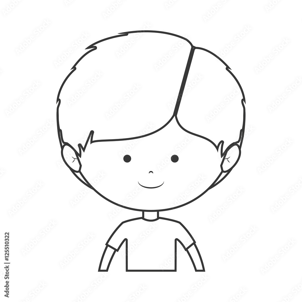 silhouette of little boy smiling wearing a t-shirt over white background. vector illustration silhouette of little boy smiling wearing a t-shirt over white background. vector illustration