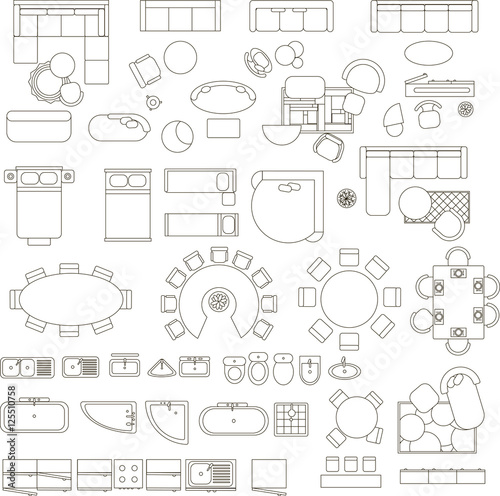 Furniture in top view