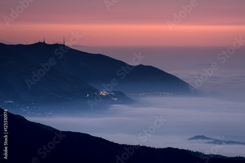 Cuadro en lienzo hermoso amanecer en los montes de Mijas, Málaga