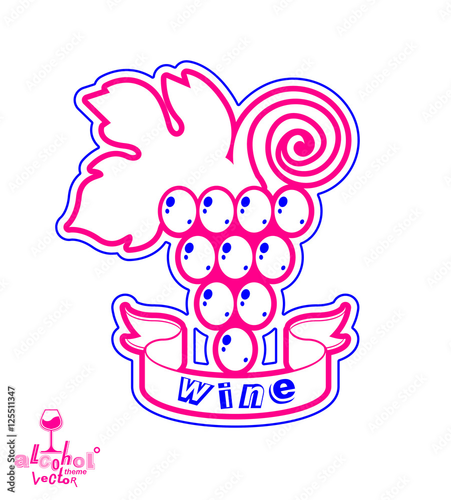 Stylized grape vine vector illustration. Winery symbol best for Stylized grape vine vector illustration. Winery symbol best for
