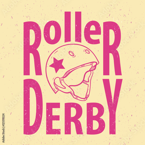 Roller derby helmet typography, t-shirt graphics, vectors
