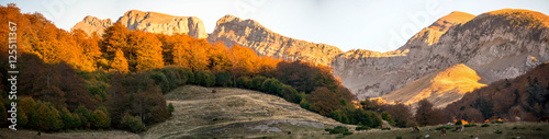 Autumn landscape in the Pyrenees in Spain. 