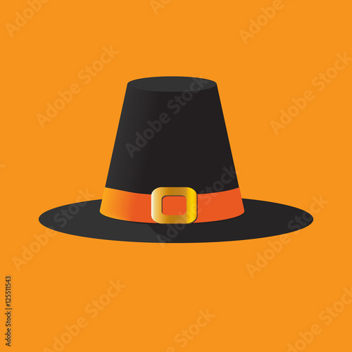 Pilgrim's Hat Isolated. Vector Illustration of a pilgrim's hat, also known as cockel hat or traveller's hat. Thanksgiving icon.