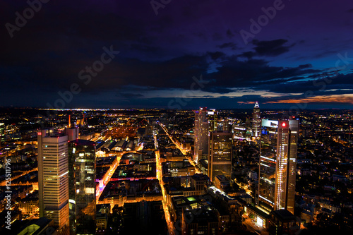 City at night from above, City skyline at night, Frankfurt, Germany