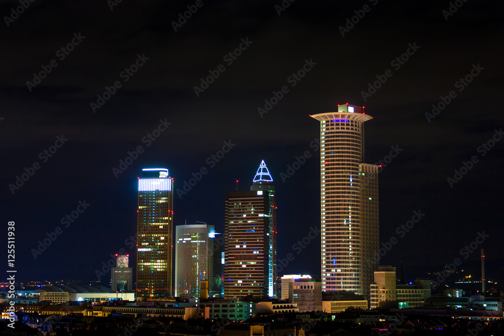 City at night, City skyline, Frankfurt, Germany