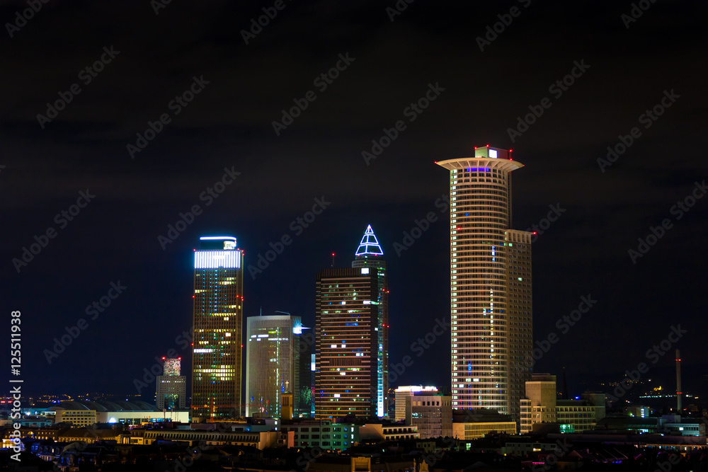 Naklejka premium City at night, City skyline, Frankfurt, Germany