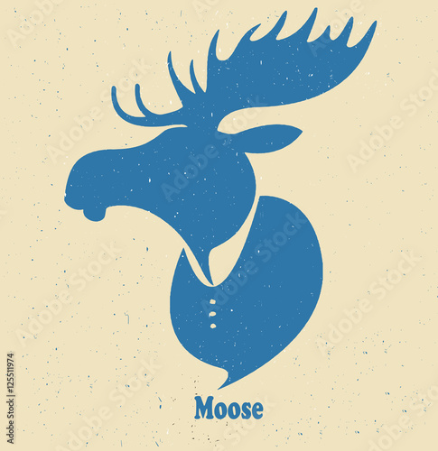 Moose head.Vector silhouette on a light background