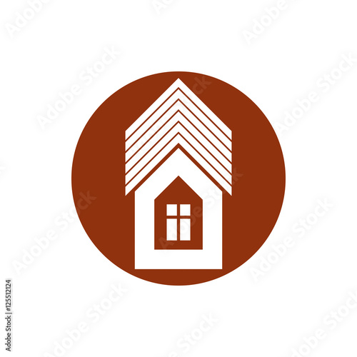 Real estate icon, vector abstract house. Property developer symb