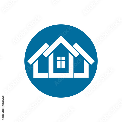Real estate icon, vector abstract house. Property developer symb