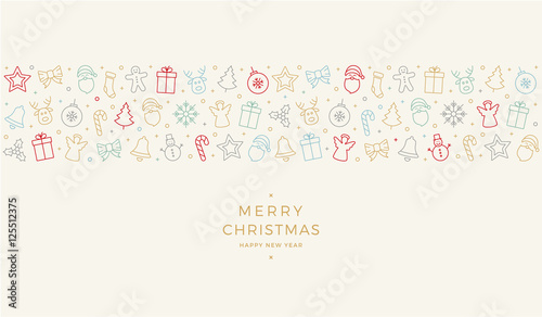 merry christmas colorful icon elements banner card