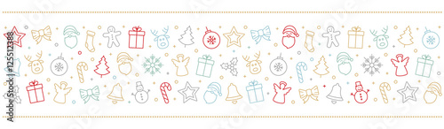 merry christmas colorful icon elements border white background