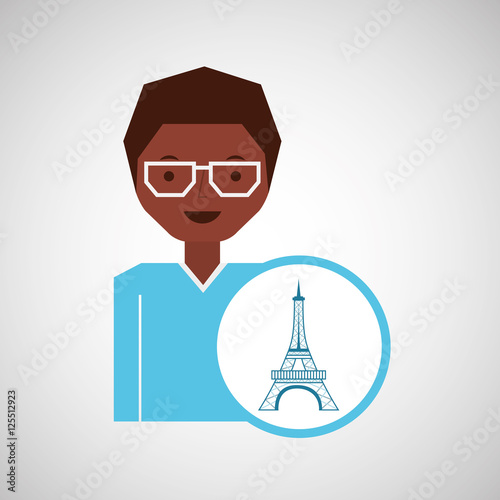 character woman traveler paris icon design, vector illustration  graphic  © Gstudio