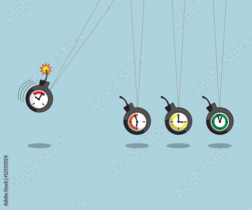 newtons cradle with time bomb